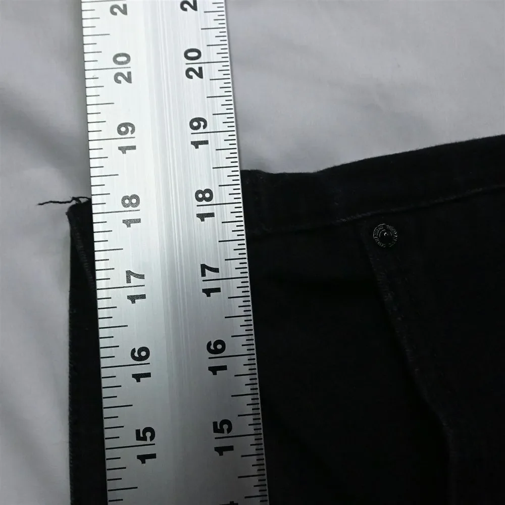 Seven7 14 Tower Straight Crop Raw Hem Black Stretch Denim Womens Jeans_2
